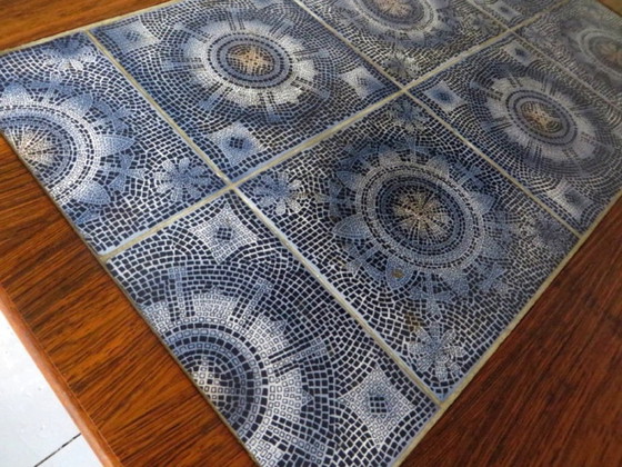 Image 1 of Rosewood Coffee Table with Blue Ceramic Tiles, Denmark, 1960s