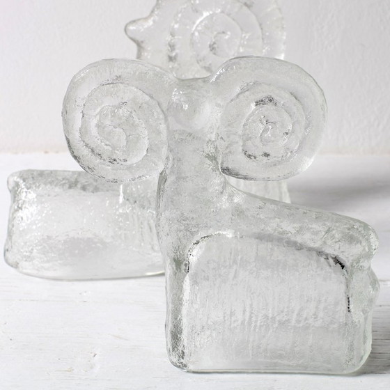 Image 1 of Set di 3 statuette vintage di animali in vetro pressato: Pavel Panek, Capanna di Rudolfova, anni '70