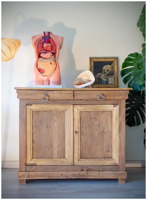 Antique Parisian sideboard, raw light oak