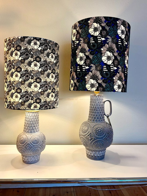 Image 1 of  2er Set brutalistische Keramik Vasenlampen, Bodo Mans für Bay Keramik, West Germany, 1960er