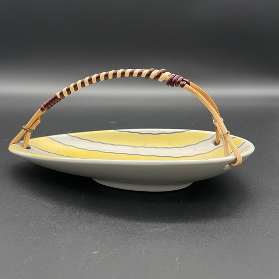 Steuler Keramik 4101/1, Vintage Handled Bowl with Rattan Handle, 1950s, Table accessories, Ceramic, Yellow (photo 8 of 8)