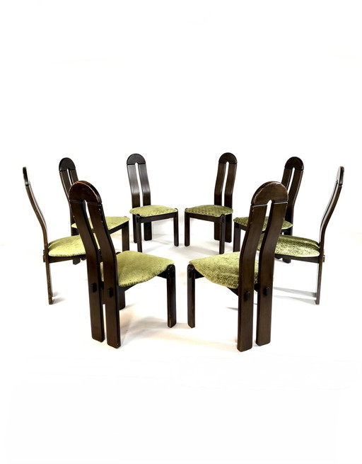 Set di 8 sedie da pranzo brutaliste anni '80