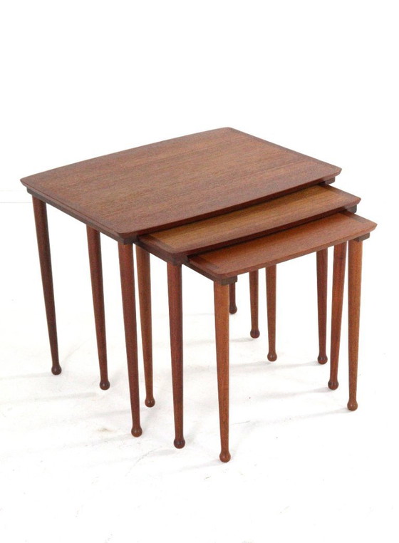 Image 1 of Jørgen Aakjær Jørgensen for Møbelintarsia nesting tables vintage Danish design