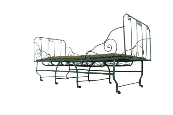 Lit de jour pliable en métal avec sangles et revêtement neufs – Lits 1 personne, Metal (photo 13 of 18)
