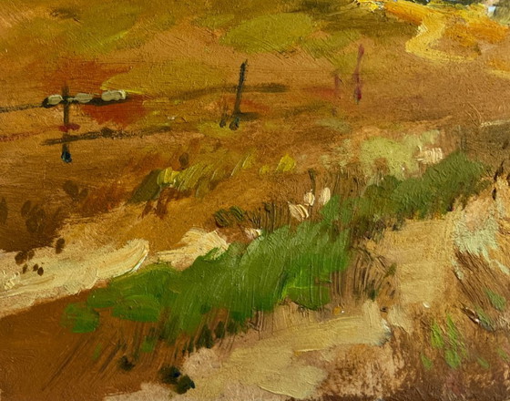 Image 1 of Original Oil Painting Summer Field Landscape Comfort on the edge of the field