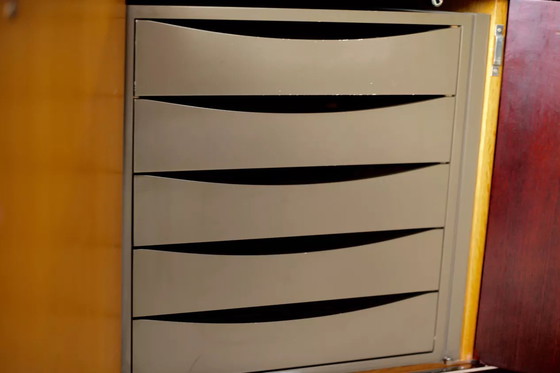 Image 1 of Solid Wood and Steel Sideboard France Circa 1970 Négroni Edition