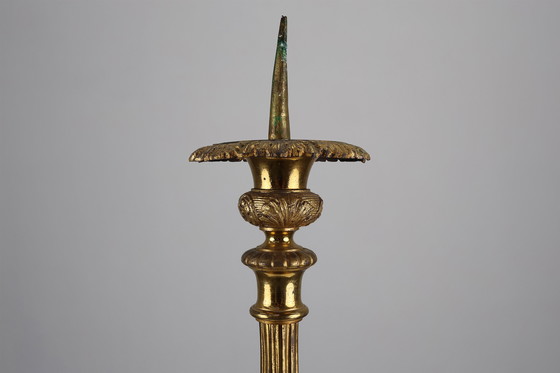 Image 1 of Grande portacandele da chiesa in bronzo e rame del XVIII secolo, Francia
