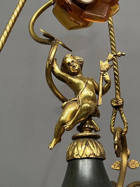 Magnifique lustre Empire français – Bronze, Porcelain (photo 3 of 6)