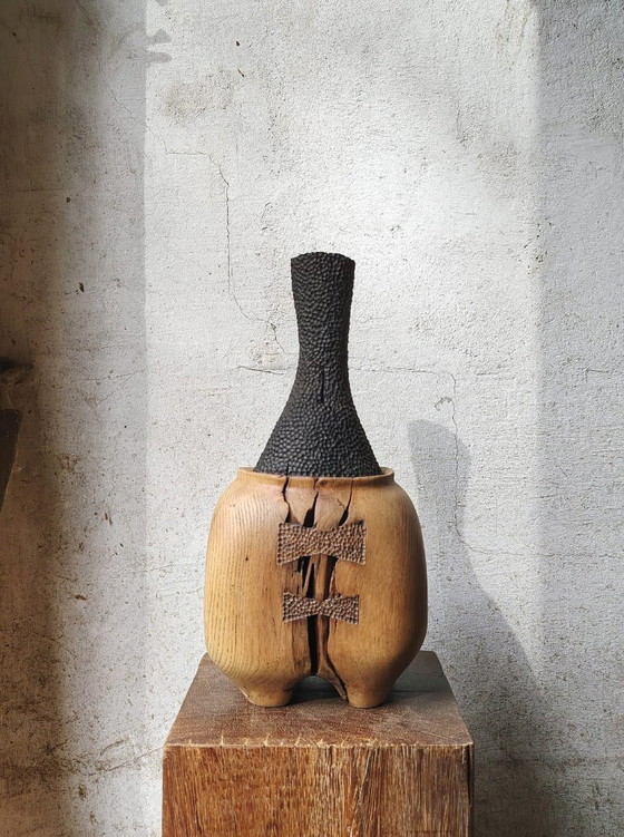 Vaso / Scultura in rovere massiccio intagliato – Sculture, Legno (photo 2 of 9)