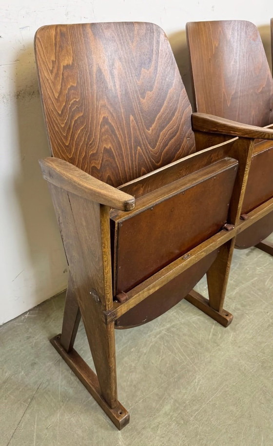 Image 1 of Vintage 3-zits bioscoopbank van Ton, jaren 60