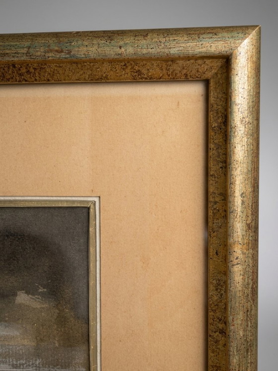 Octave Bellet – Scena Rurale con Cacciatore – Paesaggio, Inizio XX Secolo – Decorazioni murali, Glass (photo 2 of 12)