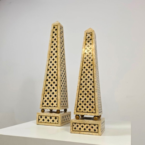 Maitland Smith Obelisks Marble With Brass Mid Century 70s – Decorative Objects (photo 6 of 7)