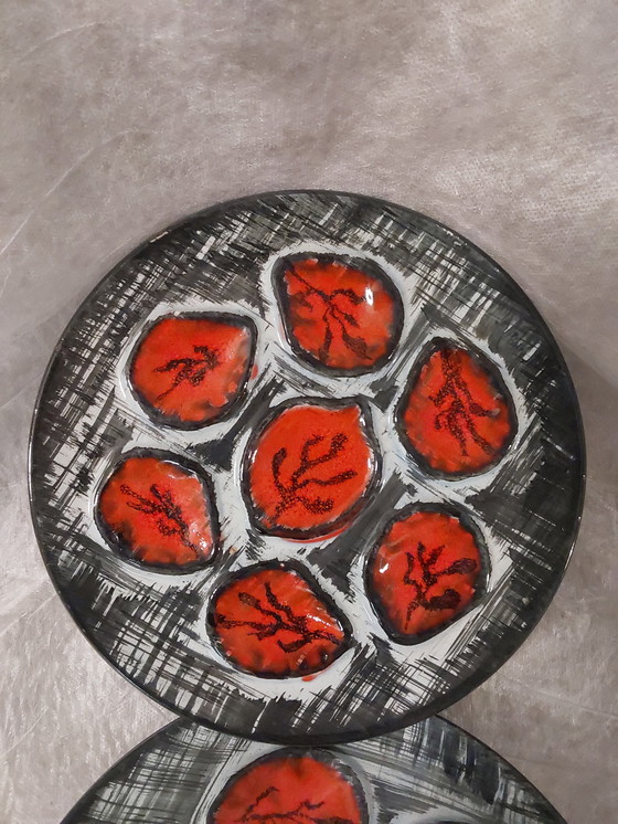 Image 1 of 4 MBFA Faience de Pornic Mid Century Austernteller