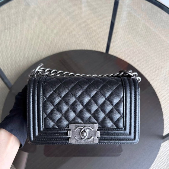 Image 1 of Chanel Boy Small - Caviar Quilted Black Ruthenium Silver Hardware