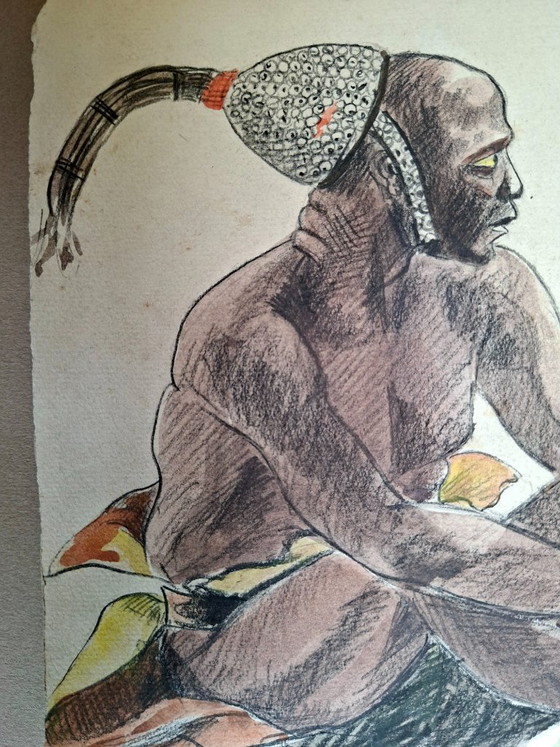 Image 1 of Marie Louise Stradiot-Bougnet - Congo -Lega Tribe Study – Watercolor - 1930's