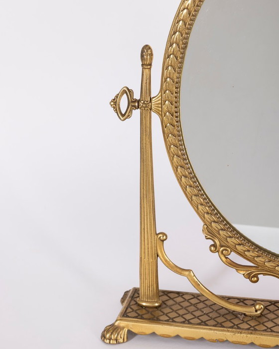 Vintage Italiaanse gedecoreerde messing tafelspiegel uit de jaren 60. – Brass (photo 4 of 15)