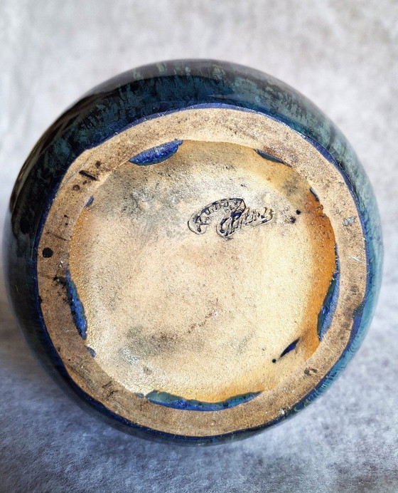 Image 1 of Schimmernde Vase von Alphonse Cythère (1861–1941), 26 cm, signiert, Art-Deco-Periode, 1920