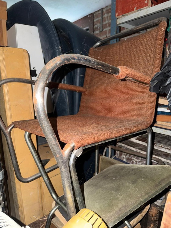 Fauteuil tubulaire patiné 2 Bas Van Pelt en métal et sisal – Textile (photo 16 of 18)