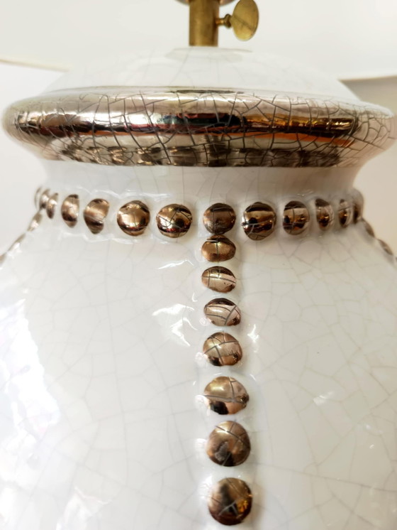 Image 1 of Lampada in terracotta Longwy con paralume blu Klein