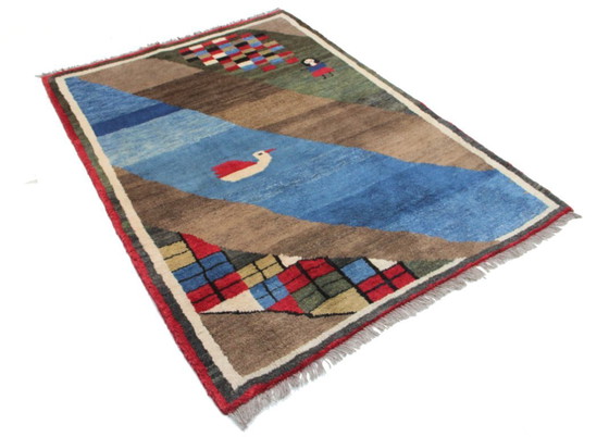 Image 1 of Tappeto orientale persiano Gabbeh Ghashghai originale, 180 cm x 129 cm, naturale antico