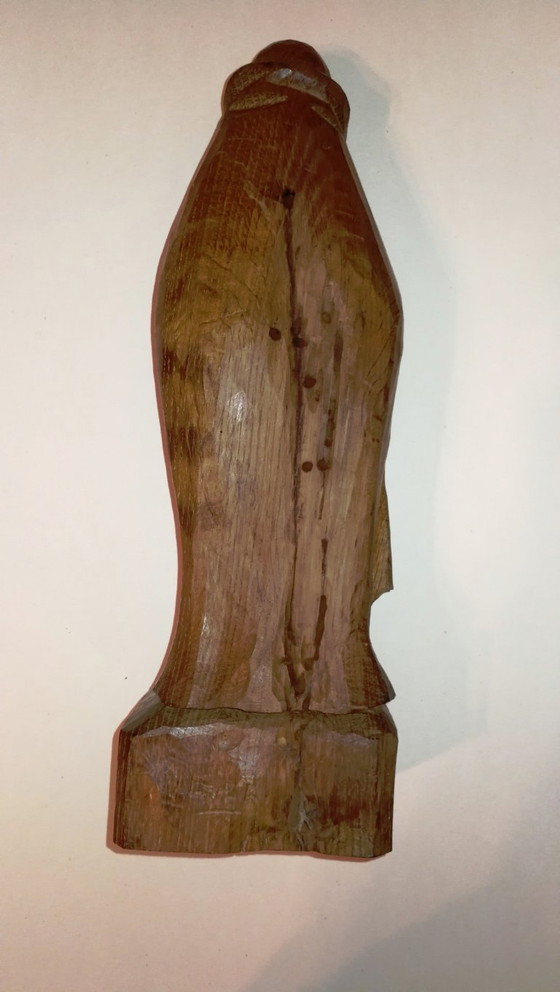 Image 1 of Statuette Religieuse Rétro Vintage en Bois Sculpté l'Abbé St Méen / 50's  
