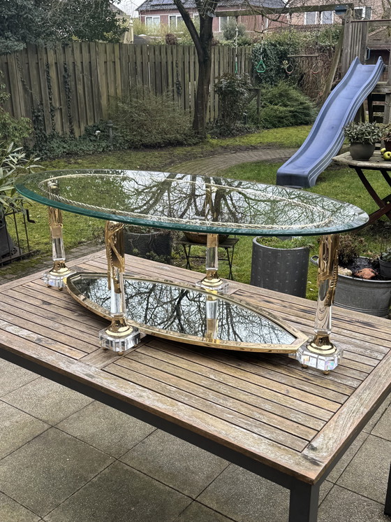 Image 1 of Tavolino da caffè Hollywood Regency | Italiano, dorato e a specchio | ca. 1975)