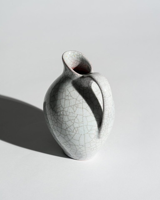 Karlsruher Majolika Modèle 6001 Vase en céramique craquelée Fridegart Glatzle, Allemagne