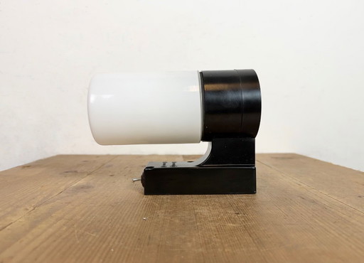 Industrial Brown Bakelite Wall Light with Milk Glass, 1960s