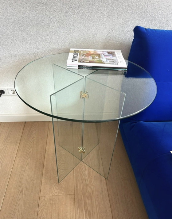 Vintage glass design table – Leon Rosen / Pace Collection style – Leon Rosen Style, Side tables, Brass (photo 6 of 7)
