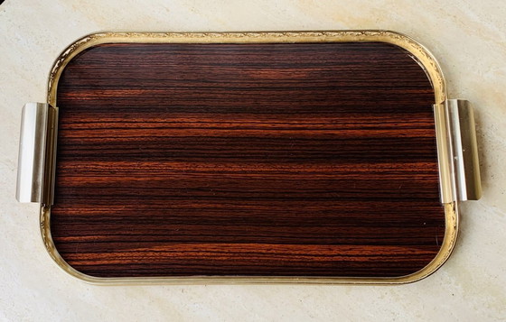 Image 1 of Vintage Italian Formica and Gilted Brass Serving Tray, 1950s