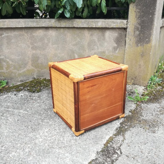 Image 1 of Rattan Cube with Storage Around 1960