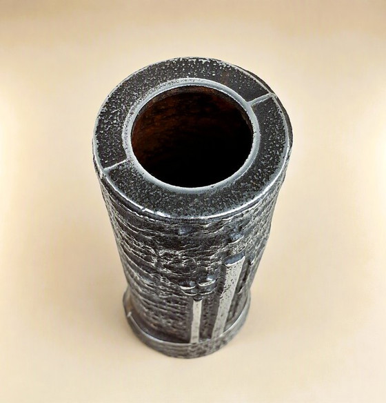 Raro Vaso Brutalista in Acciaio / Olav Joff per Polaris / Norvegia – Vasi (photo 5 of 11)