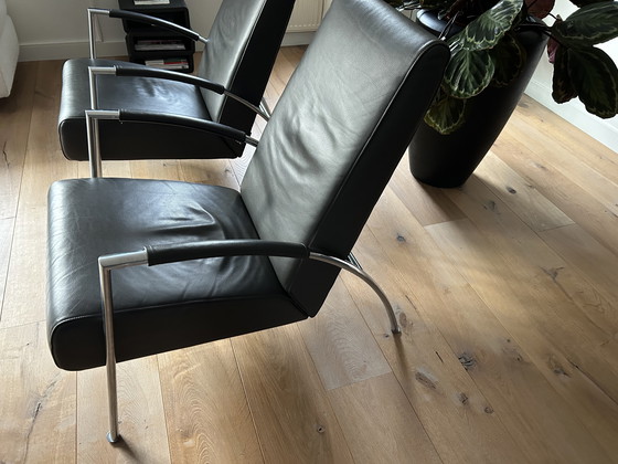 Image 1 of 2 sedie, pelle Harvink De Club color Basalto