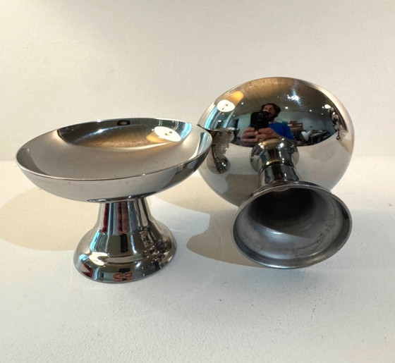 Image 1 of Ensemble de 6 tasses à dessert vintage en acier inoxydable