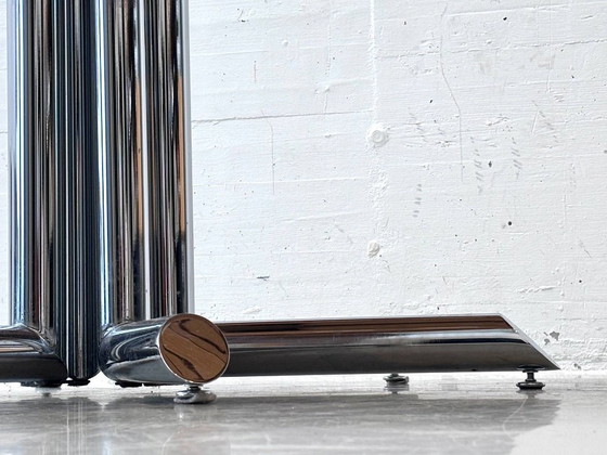 Dieter Wäckerlin Extendable Table – Wood Mosaic & Chrome, Switzerland, 1960s – Dining tables, Vintage (photo 5 of 13)