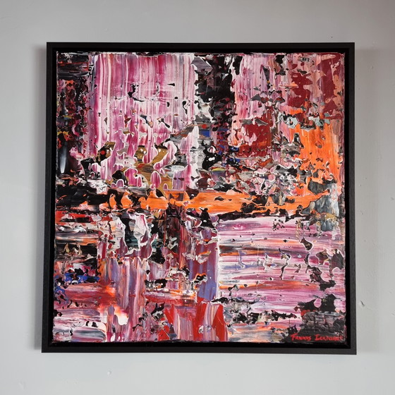 Image 1 of Frances Eckhardt - Colorful Abstract Painting + Frame 50X50