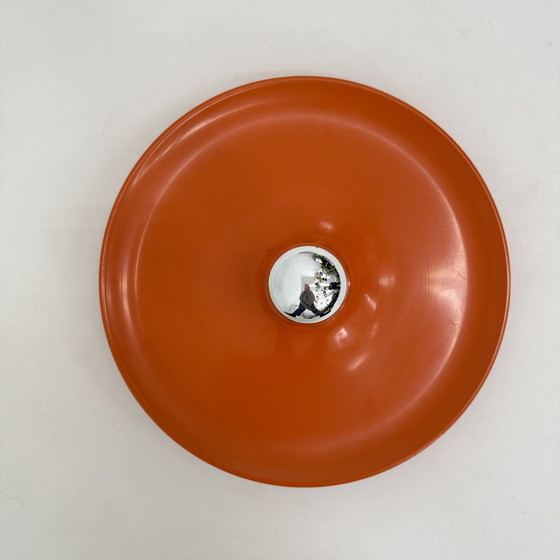 Image 1 of Lampada a disco Honsel Orange Space Age di Mid-Century Design, anni '70 attribuita a Charlotte Perriand per Les Arcs