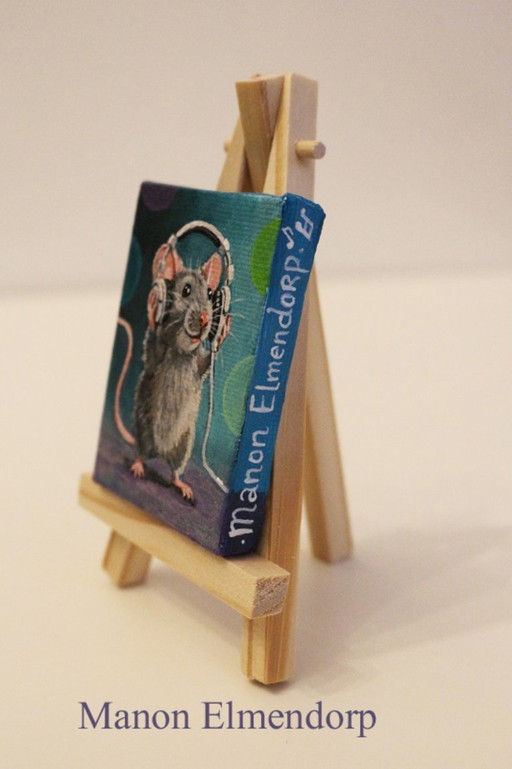 Unique Hand-Painted Small Mouse with Headphones