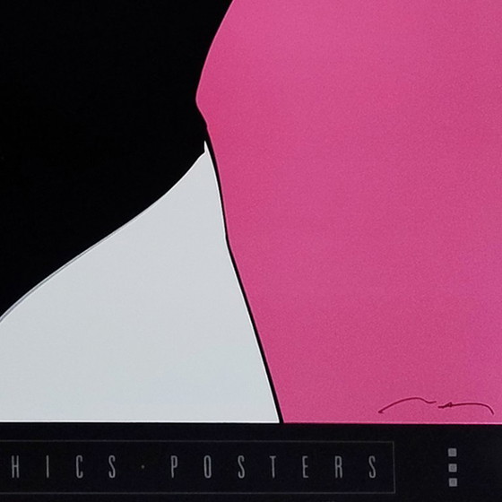 Image 1 of Precioso póster artístico original de Patrick Nagel "Pin Up" de los años 90