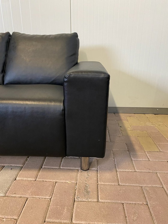 Image 1 of Prachtige zwarte leren 3-zitsbank