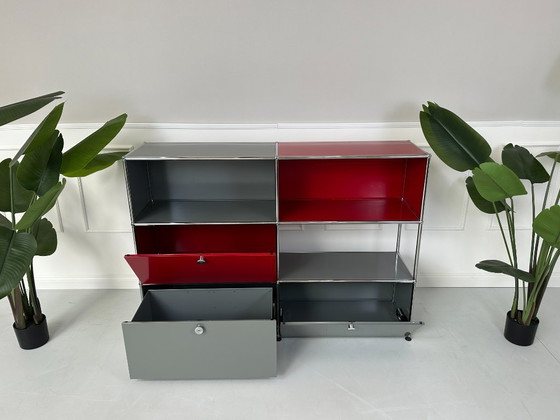 Image 1 of USM Haller Designer Shelf Red Gray Sideborad
