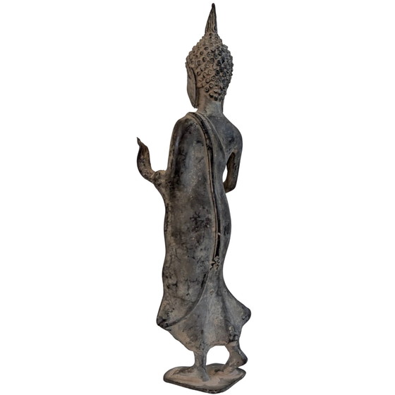Buda tailandés de bronce de pie con cuenco de limosnas y Abhaya Mudra - 29 cm – Esculturas, Bronze (photo 7 of 10)