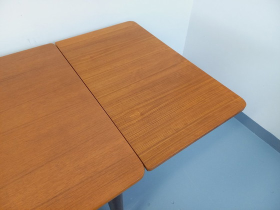 Image 1 of Rectangular Scandinavian-style vintage dining table from the 1950s/60s in teak with extensions