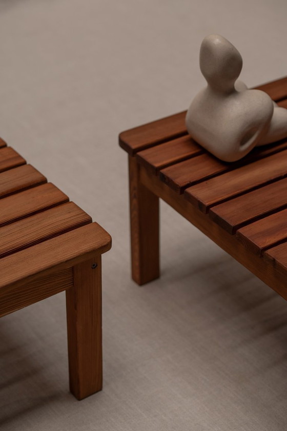 Image 1 of Modernist set of two ‘lattenbank’ coffee tables, 1960s