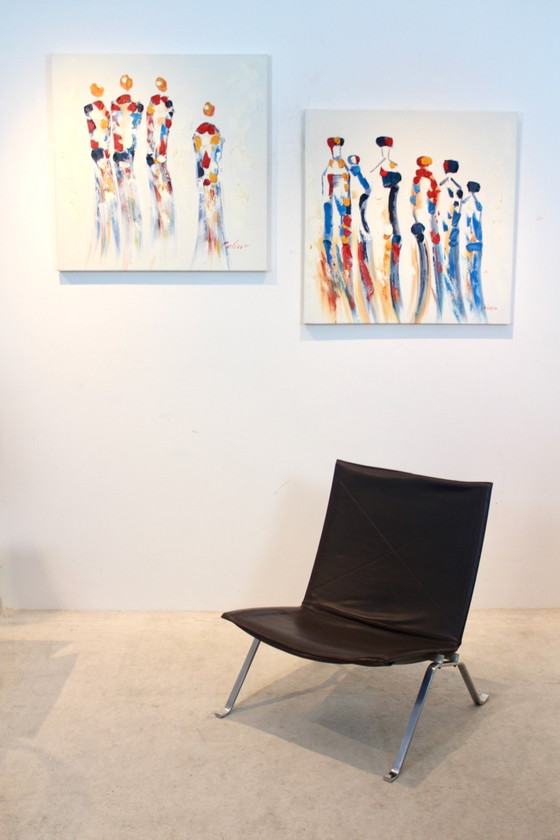 Together set of Paintings hand-signed, Oil on Canvas by Calaro, Paintings & Drawings, Black (photo 9 of 10)