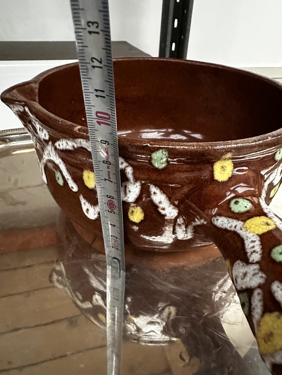 Image 1 of Caquelon antico di Digoin in gres dipinto a mano e smaltato