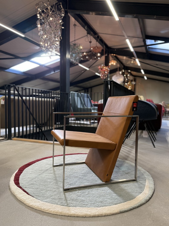 Image 1 of Poltrona Arco Spine in pelle color cognac