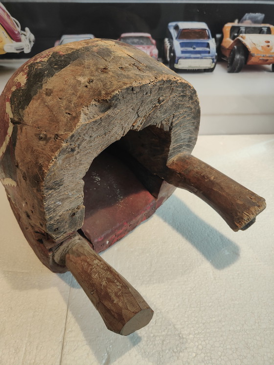 Image 1 of Masque de procession en laque rouge de Shishi Lion Chien Meiji, vers 1880