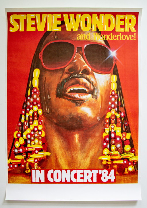 Zeer Zeldzame Originele Stevie Wonder in Concert '84 Poster / Voorgesneden uit Drukkerij / 86x61cm / 34x24in
