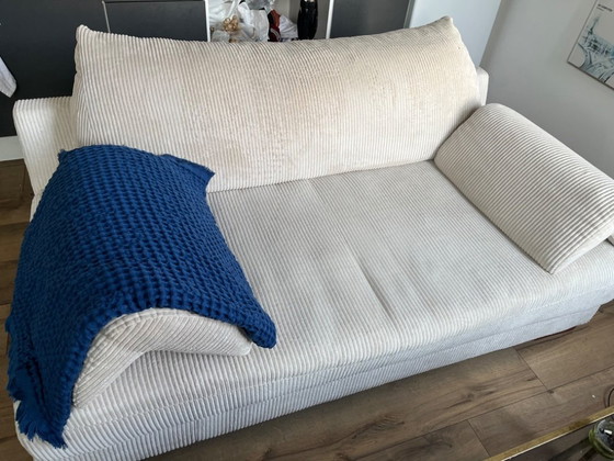 Image 1 of Straight 3-seater sofa in beige corduroy